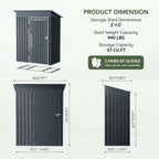 3x5 FT Outdoor Metal Storage Shed with Floor Frame, Single Door, 1 Clear Window, Tool Shed for Garden, Patio, Backyard