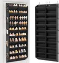 LANTEFUL Over the Door Shoe Organizer, Hanging Shoe Rack for Closet Door Shoe Storage for 30 Pairs Sneaker and Boots, Large Shoe Holder for Door with 10 Side Pockets, Space Saving, Black
