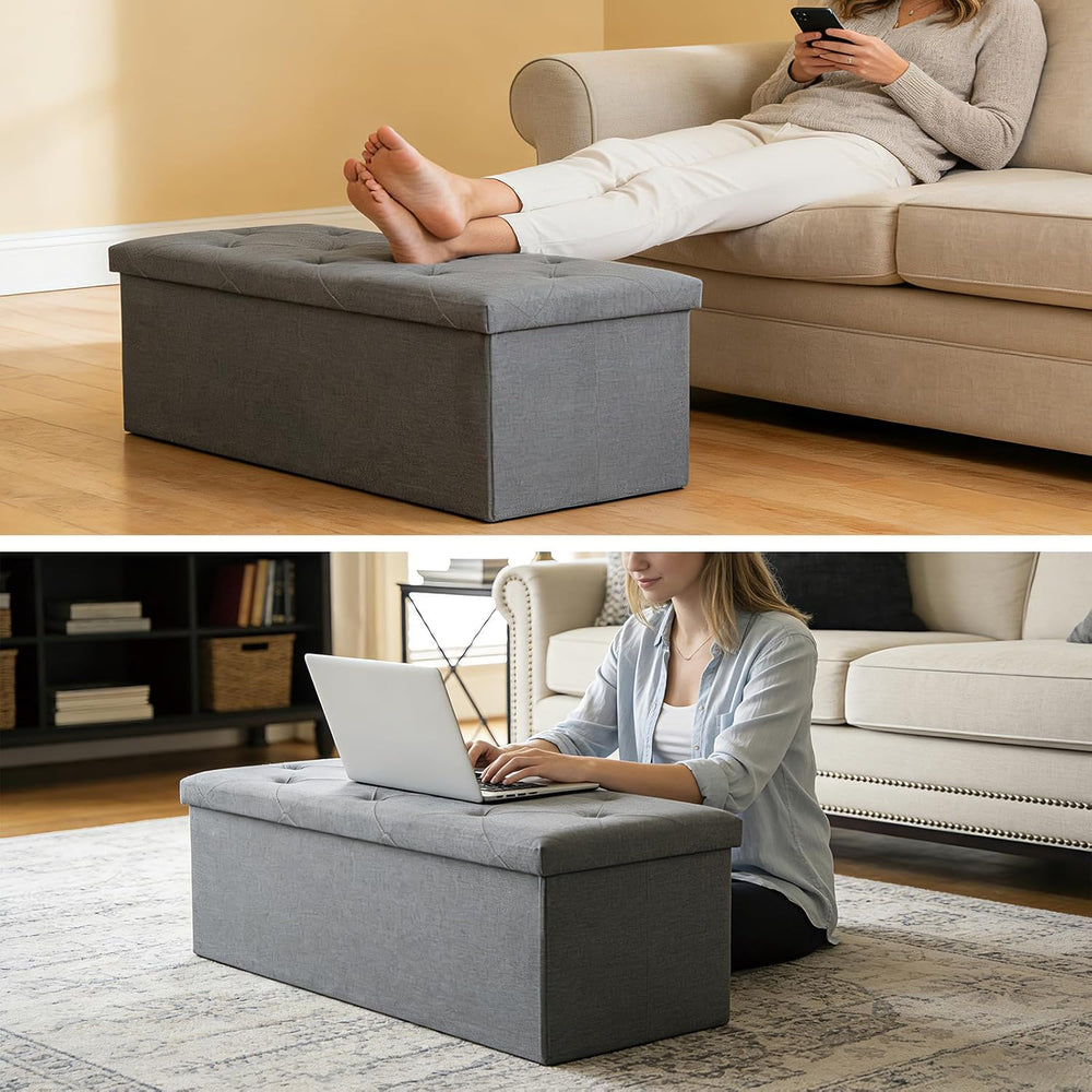 43 Inch Foldable Storage Ottoman Bench,with 35 Gallon Hidden Storage,Folding ...