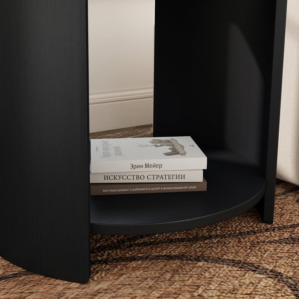 DDAYALANE Farmhouse Wooden Bedside Table for Living Room, White Faux Marble T...