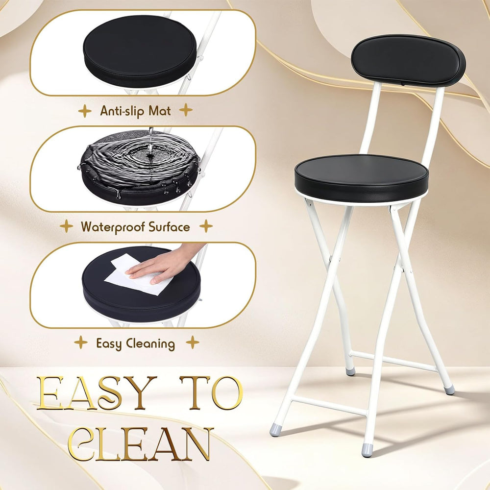 Xuhal 2 Pack Folding Bar Stools with Back 23.6'' Tall Foldable Stool ...