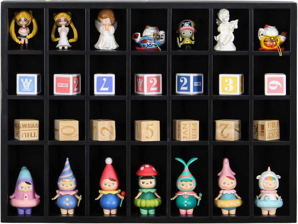 Black Shot Glass Display Case 18" x13" Solid Wood Wall Mounted Coll...