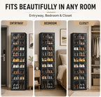 UFORU 9-Tier Black Foldable Shoe Rack,18-Pair Organizer with Magnetic Doors | Dustproof Enclosed Storage with Clear Magnetic Doors,Easy to Assemble for Closets,Entryways,Bedrooms ,Large Boxes