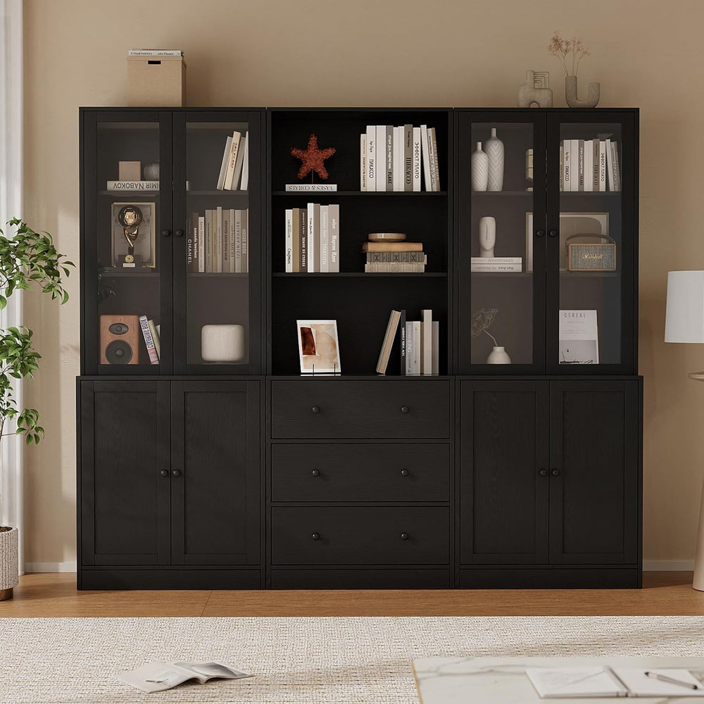 TUSY 71" H Bookshelf with Storage, 6-Tier Modern Bookshelves with 3 Larg...