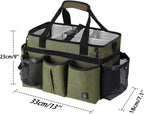 Large Cleaning Caddy Bag Built-in Sturdy Support Board, Cleaning Organizer with Detachable Divider, Cleaning Supply Tote with Adjustable Shoulder Strap&Waist Belt for Cleaners & Housekeeper