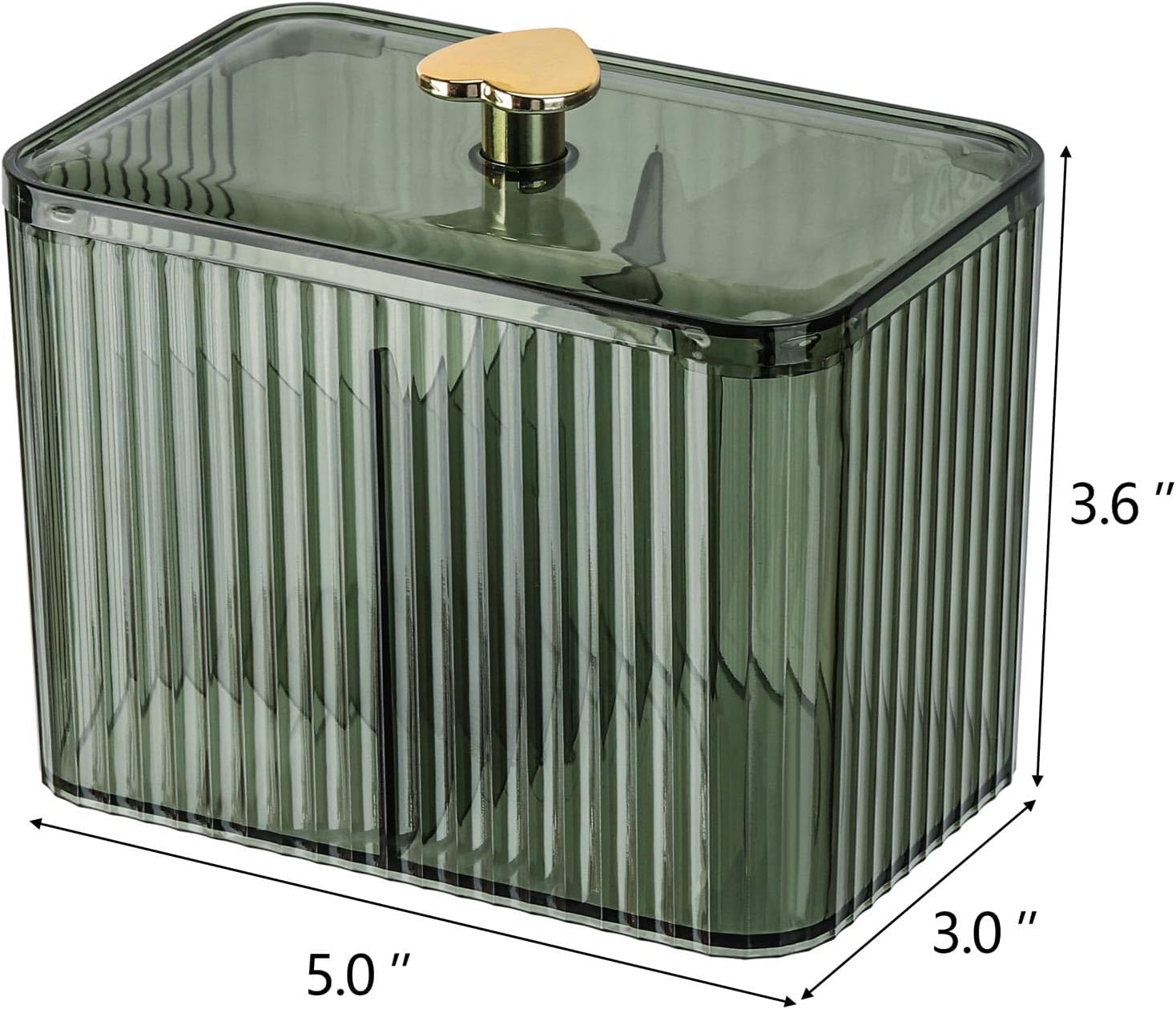 Tbestmax Qtip Holder Dispenser 3-Section Clear Bathroom Organizer Jar 3 Grids Cotton Swab/Pad/Ball Holder Container Cosmetics Storage for Vanity(2 Pack Green)