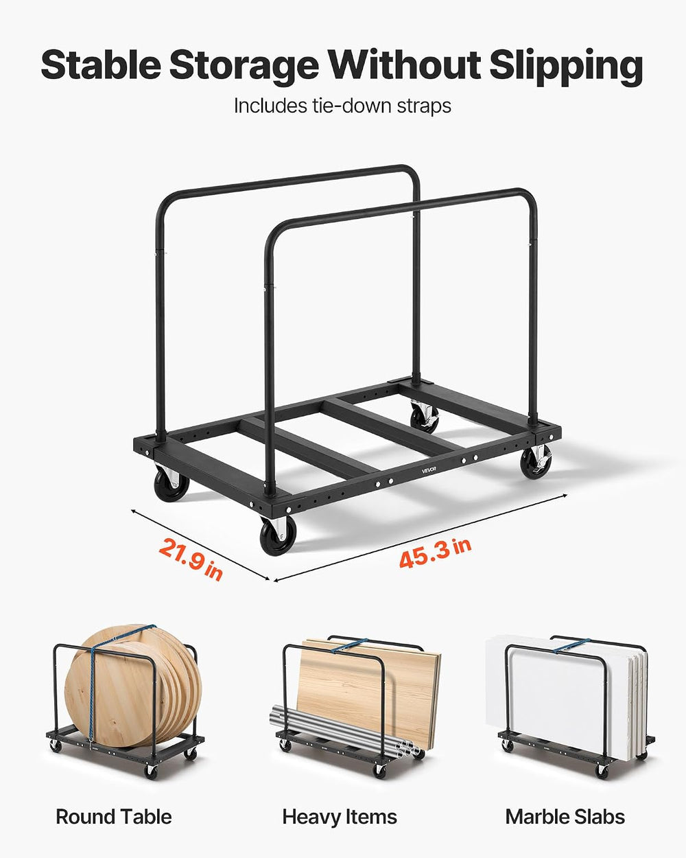 VEVOR Folding Table Cart, 1800 LBS Heavy Duty Table Trolley with 5" Swiv...