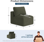 Modern Single Boneless Sofa Couches for Living Room - 39" Cloud Couch - Easy Assembly, Cozy Corduroy Convertible Full Sponge Compression Sofas for House, Apartment(Green)