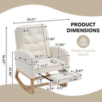 Rocking Chair Nursing with Footrest, Rocker (White Teddy) | teddy upholstery, high-density foam, adjustable footrest, soft cushion, button tufted design, silent non-slip pads