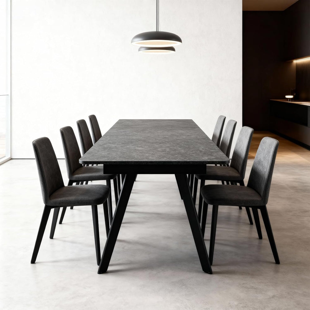 Extendable Dining Table 47-59 Inch - Space-Saving Slide-Out Design, Black Lav...