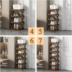 Shoe Rack, Bamboo Foldable Shoes Organizer Free Standing Shelf for Entryway, Closet, Bedroom, Hallway, | Natural | Functional | Multifunctional Shoe Rack (Wood Color) 4 Layers