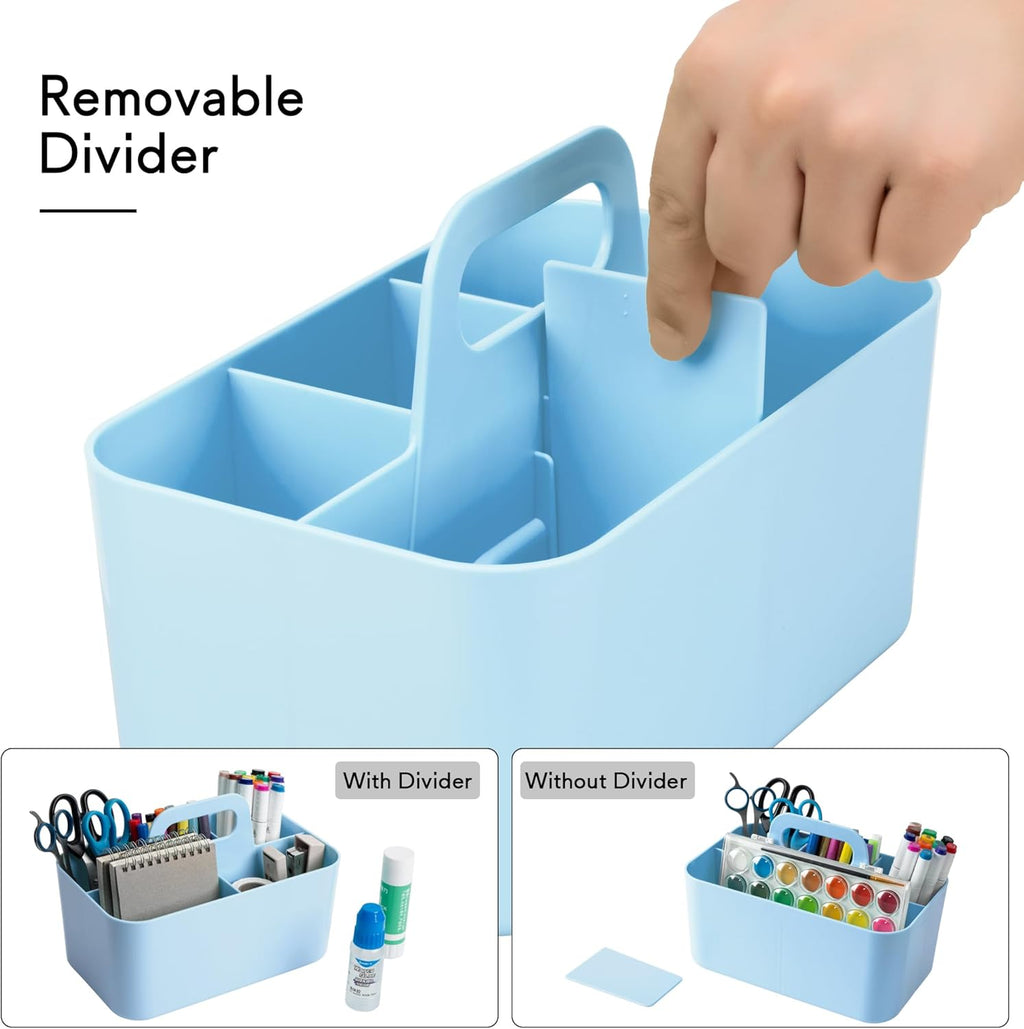 Tiawudi 2 Pack Caddy Organizer with Handle, Portable Plastic Caddy, Storage Organization for Cleaning, Bath, Makeup, Art, Craft, Stationery, Classroom and Office, Tote Organizer