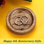 Ring Dish 5 Year Anniversary Wood Gift for Him Her 5th Gifts for Husband | Wife Wooden Wedding Ring Dish 5 Year Marriage Anniversary Presents for Couple, Fifth Anniversay Present for Women Men
