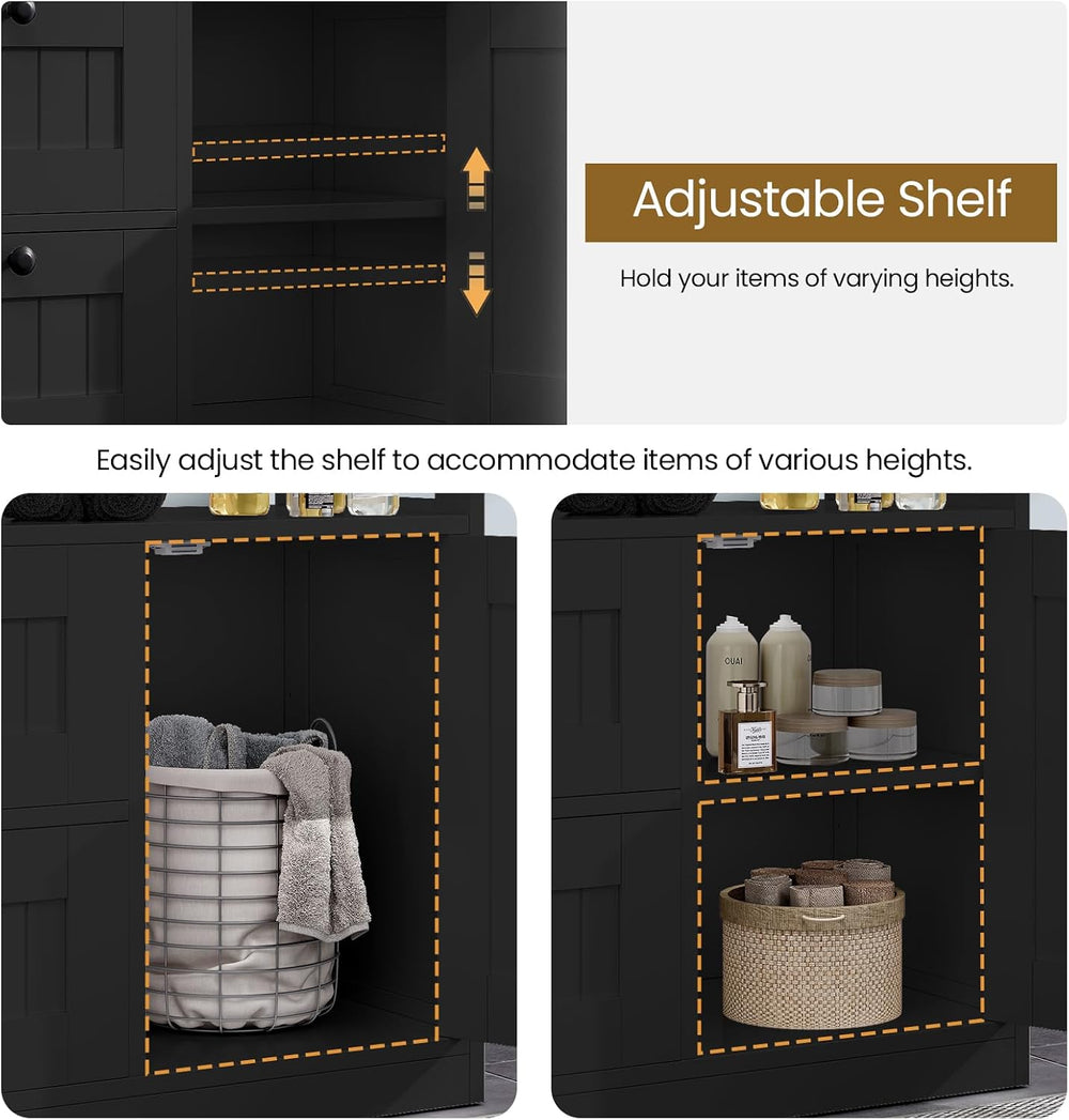 GRUSIGN Storage Cabinet, Modern Bathroom Floor Storage Cabinet Organizer with...