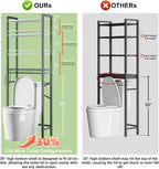 Over-The-Toilet Storage Rack, 4-Tier Bathroom Organizer Shelf Over Toilet with Adjustable Shelf and Basket, Freestanding Space Saver Bathroom Shelves Above Toilet for Room (Gray- White)