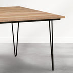 SIMPLIHOME Hunter Dining Table - 54 inch Wide Solid Mango Wood Square Dinner Table in Light Earthtone, Industrial Dining Room Table with Black Hairpin Legs and Natural Wood Grain, Seats 8
