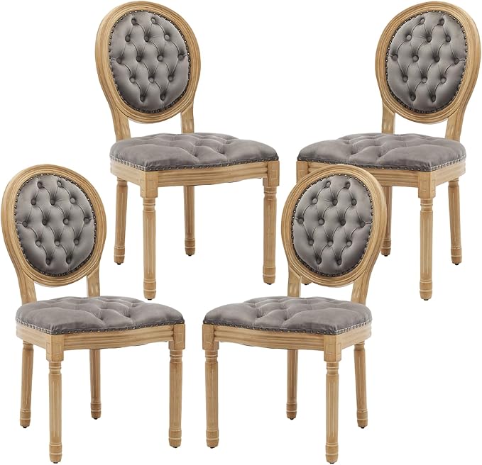 French Country Dining Chairs Set of 4,Farmhouse Upholstered Dining Room Chair...