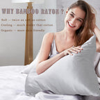 TELUS Pillow Cases Standard Size 2 Pack, Bamboo Rayon & Lyocell Pillowcase with Envelope Closure, Cooling Breathable Pillow Cover for Hot Sleeper & Night Sweats, 20x26 inch, Light Grey