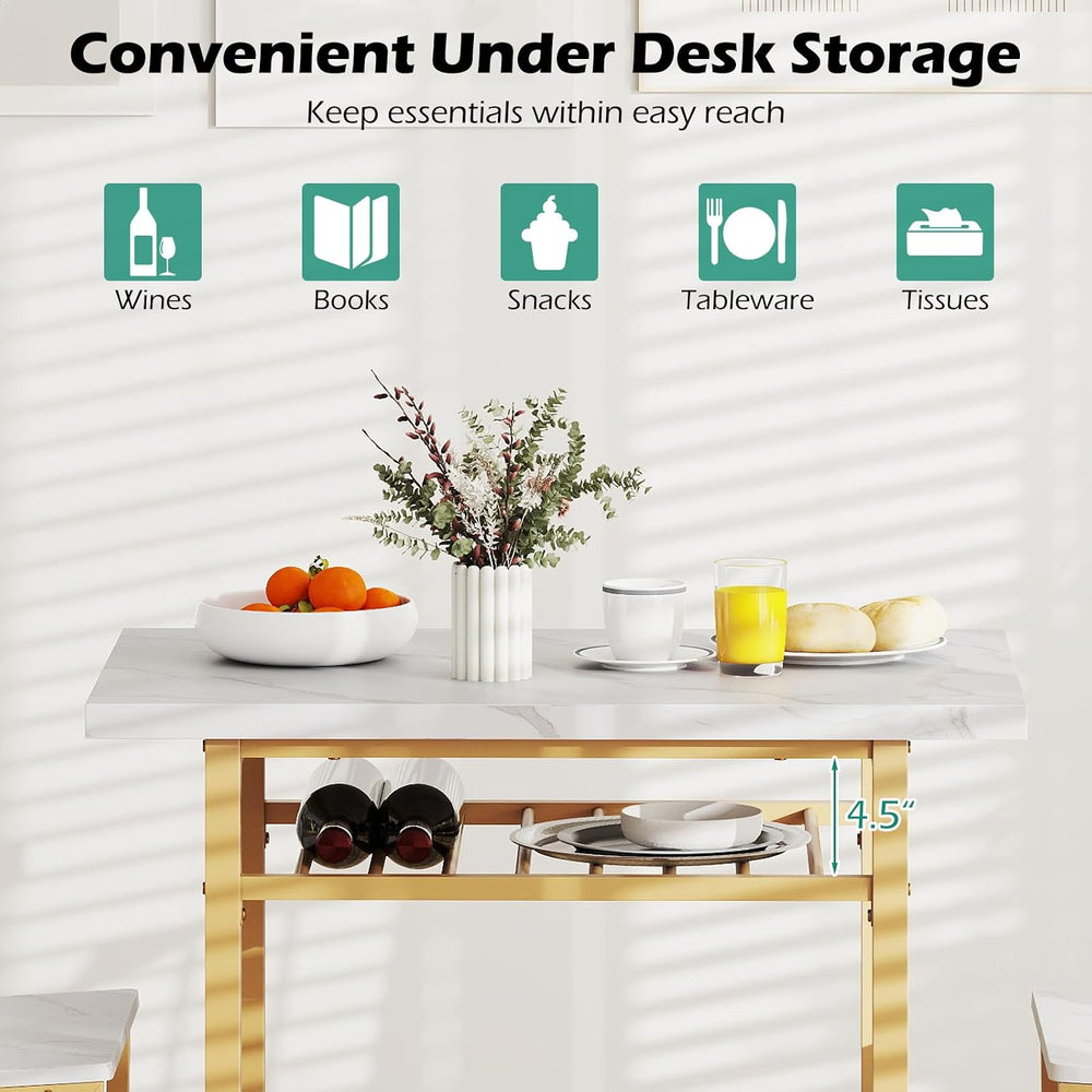 GIANTEX 3-Piece Dining Table Set, Rectangular Kitchen Table with Storage Rack...