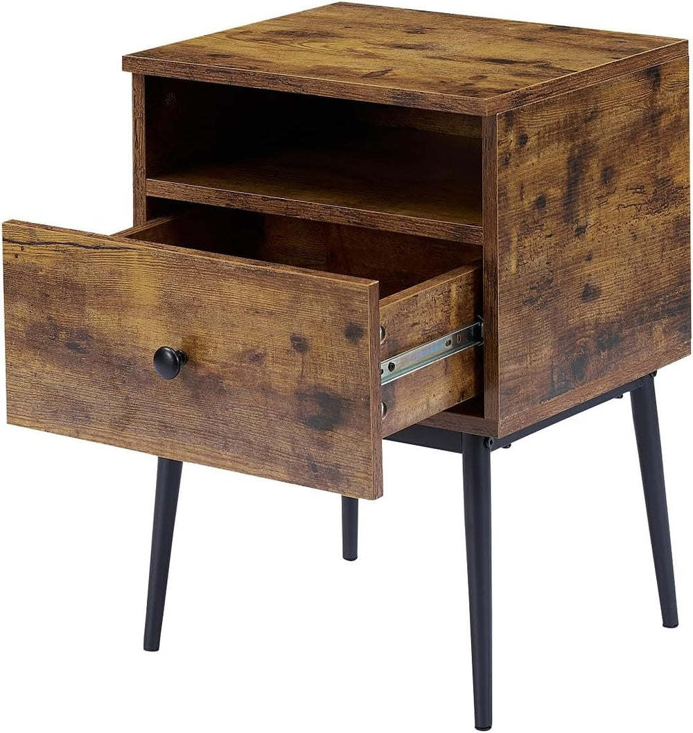 VECELO Modern Wood Night Stand,Square End Table Side Table with Drawer and St...