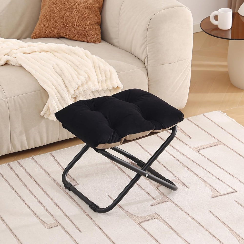 LITA Folding Footrest Stool, Portable Ottoman Foot Rest, Upholstered Small Fo...