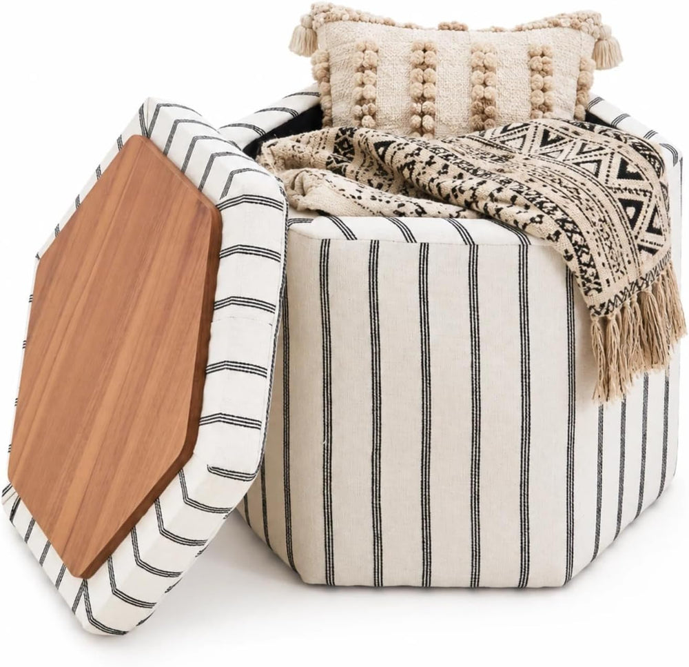 Wimarsbon 18inch Storage Ottoman with Detachable Tray, Multifunctional Mid Ce...