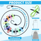 Travel Clothesline for Cruise Retractable Clothesline with 12 Clothesline Clips 2 Strong Magnets Hooks 4 Luggage Tags Camping Portable Clothesline for Hotel Room RV Indoor Cruise Ship Essentials 2025