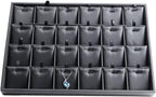 Black PU Leather Jewelry Display Tray 24 Grids Pendant Earrings Necklace Organizer Display Showcase Jewelry Storage Tray