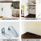 71" Kitchen Pantry Cabinet with Charging Station & LED Light,Freestanding Buffet Storage Cabinets with Adjustable Shelves,Farmhouse Kitchen Hutch with Microwave Stand for Dining Room (White+Brown)