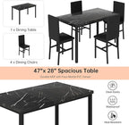 Hooseng Dining Table Set for 4, Modern Faux Marble Kitchen Table with 4 PU Leather Chairs, 5 Piece Dining Room Sets for Dinette, Breakfast Nook, Black