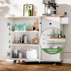 Kitchen Island with Storage, Rolling Kitchen Island Cart with Drop Leaf, Storage Drawers, Spice Rack, and Towel Rack for Kitchen and Dining Room, White