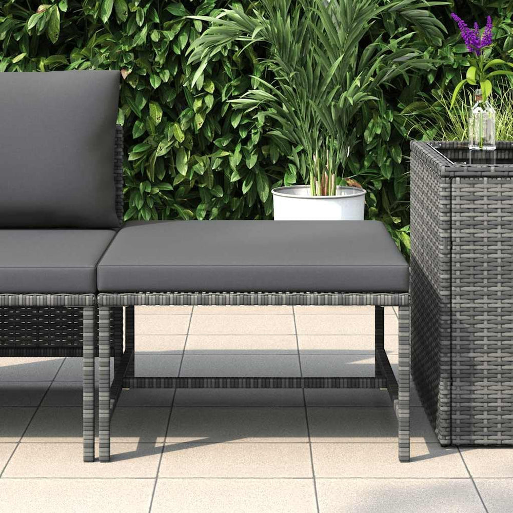 Sectional Patio Footrest, Outdoor Modular Ottoman Footstool with Thick Cushio...