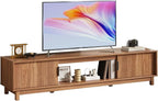 DUMOS 70" Mid Century Modern TV Stand, Mocha Brown Wood Entertainment Center with Storage Cabinets, Media Console Table with Straight Legs & Cable Management for Living Room, Bedroom, Office