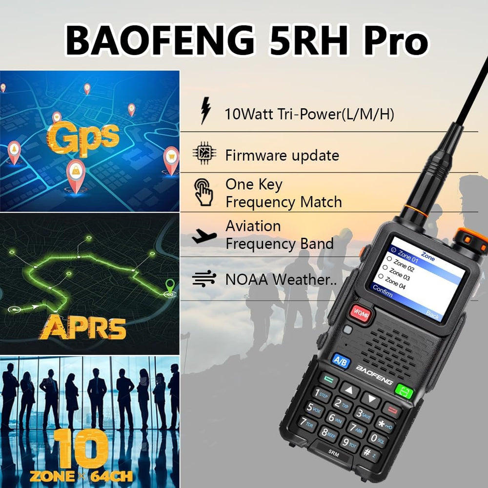 BAOFENG BF-5RH PRO GPS/APRS 10Ｗ Ham Handheld Radio, Multi-Band Long Range Two...