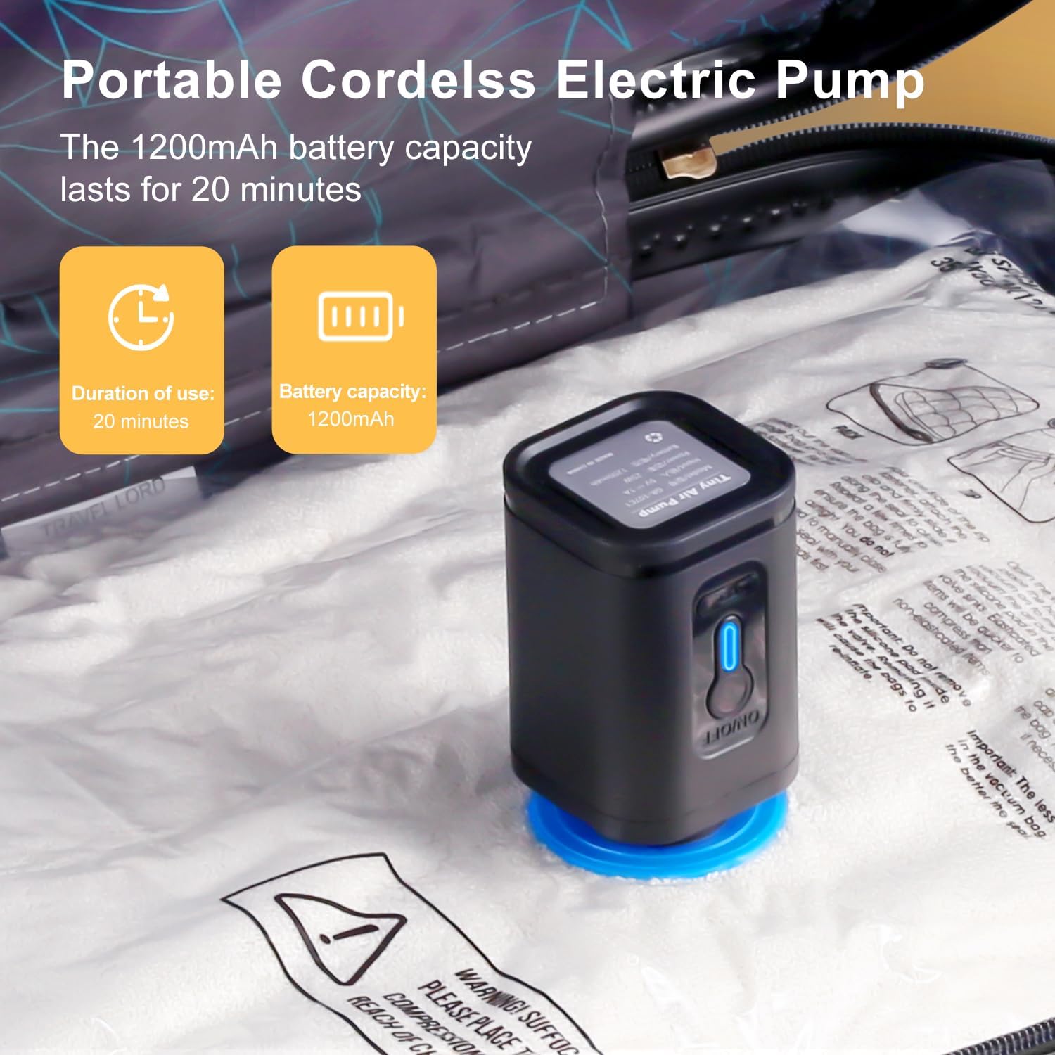 Combo 16 Pack Travel Vacuum Bags with Portable Electric Pump, Space Saver Vacuum Storage Bags for Clothing and Luggage, Travel Essentials
