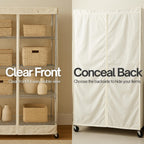 Formosa Covers Premium Clear Front Wire Shelf Steel Rack Cover Off White - Heavy-Duty Storage Solution for Wire Shelving Rack (48”Wx18”Dx72”H) - Waterproof PVC, Water/Dust Resistant Fabric, Zippers | Keep It Clean & Seen | Dustproof Waterproof 300D