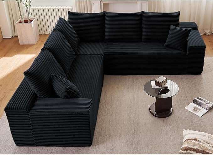 Sectional Cloud Couch for Living Room, Modern Modular Floor Deep-Seat Sofa, U...