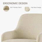Swivel Dining Chairs Set of 2, Mid Century Modern Chairs Fabric Upholstered Armchair with Armrest & Ergonomic Backrest for Dining Room, Kitchen, Bedroom, Living Room, Sand, 2 Boxs