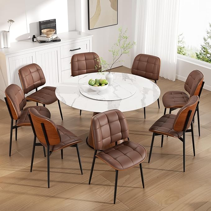 Dining Chairs Set of 8, Mid Century Modern Dining Room Chair, Upholstered Fau...