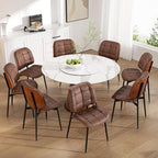 Dining Chairs Set of 6, Mid Century Modern Dining Room Chair, Upholstered Faux Leather Kitchen Chairs with Thick Cushion and Walnut Bentwood Back for Kitchen Dining Room, Coffee