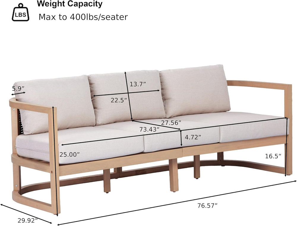 Merax 4 Piece Rattan Woven Paito Conversation Set, All-Weather Acacia Wood 3 ...