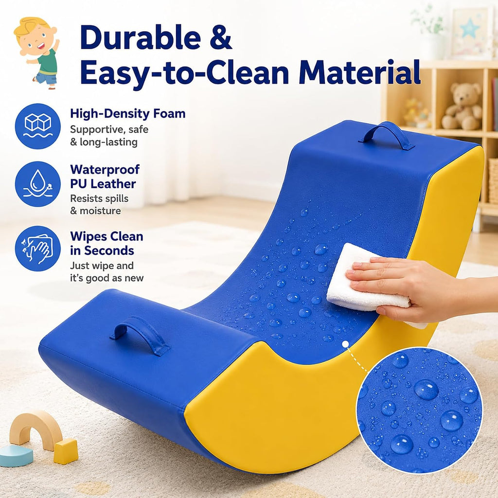Sensory Rocking Chair with Waterproof PU Cover | High-Density Foam Portable Sensory Chair for Kids, Classroom Rocker for Focus & Engagement, Handle Design