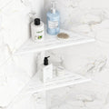 Corner Shower Shelves, 12” Recessed Tile Shower Shelf, 304 Stainless Steel Grout in Corner Tile Shower Shelves, No Drilling, Matte White, 2 Pack