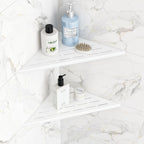 Corner Shower Shelves, 12” Recessed Tile Shower Shelf, 304 Stainless Steel Grout in Corner Tile Shower Shelves, No Drilling, Matte White, 2 Pack