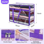 2 Pack Clear Zippered Storage Bags for Clothes, Closet Organizers and Storage Vinyl Bag for Bedding, Linen, Blankets, Comforters, Clothes & Toys Multi Purpose & Space Saver PVC Organizers