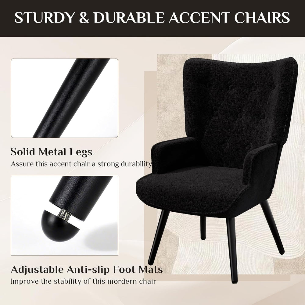 TLSUNNY Accent Chair, Upholstered Teddy Fabric Living Room Chairs | High Back...