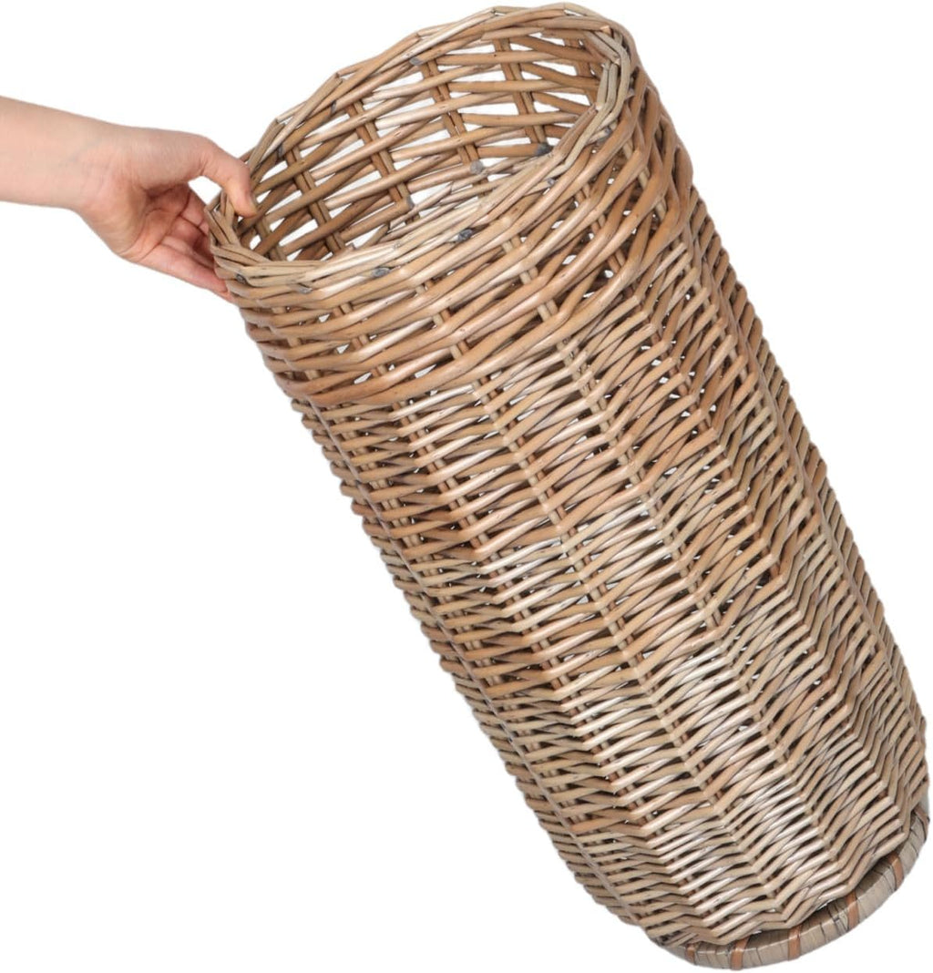 Multi-purpose Wicker Umbrella Storage Basket Handmade Rattan Organizer for Entryway Golf Clubs and Walking Canes and Elegant Design for Indoor Use