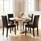 Giantex Black Dining Chairs Set of 2, Faux Leather Upholstered Parsons Kitchen Chair with Solid Rubber & Bent Wood Legs, Thick Padded Seat, Armless Side Chairs for Living Dining Room Restaurant