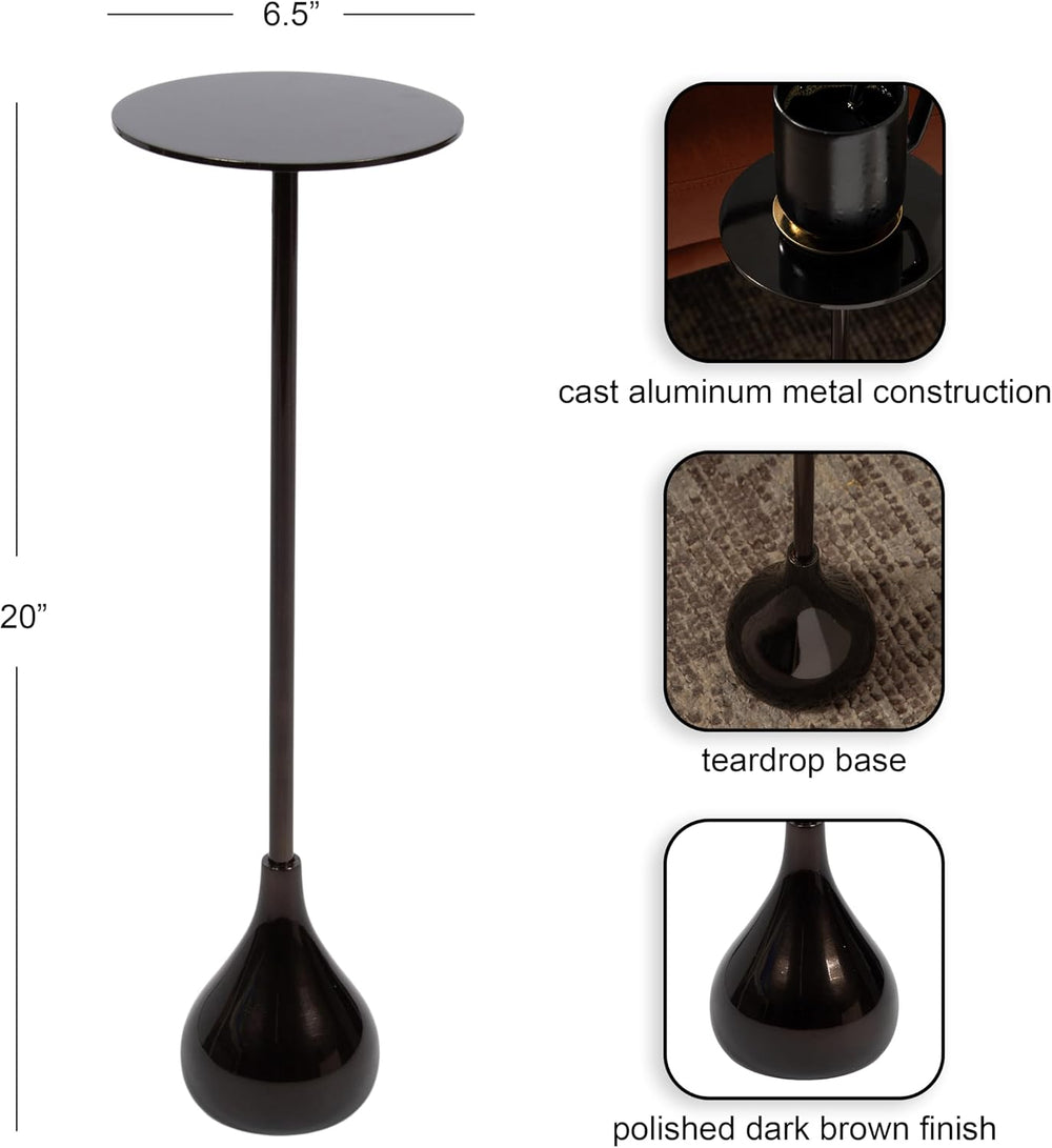Kate and Laurel Hersi Decorative Modern Pedestal Drink Table, 7 x 7 x 20, Dar...