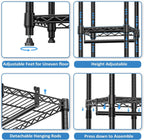 IZEUK 2 Combination Heavy Duty Garment Rack Wire Clothes Rack for Hanging Clothes, Metal Freestanding Closet Wardrobe Rack with 3 Rods Black 15.7" D x 43.3" W x 76.5" H